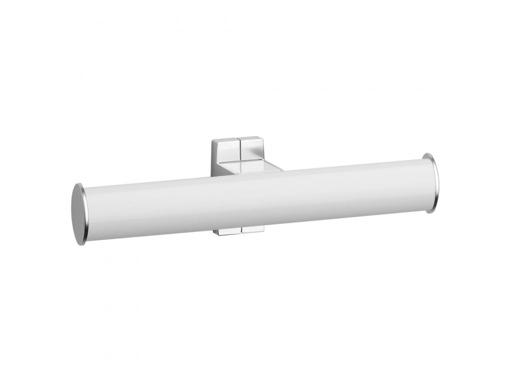 Pellet Arsis Toilet roll holder, 265 mm x 69 mm x 67.5 mm, White epoxy-coated Aluminium, mat chrome-plated flanges, tube 38 mm x 25 mm 049914