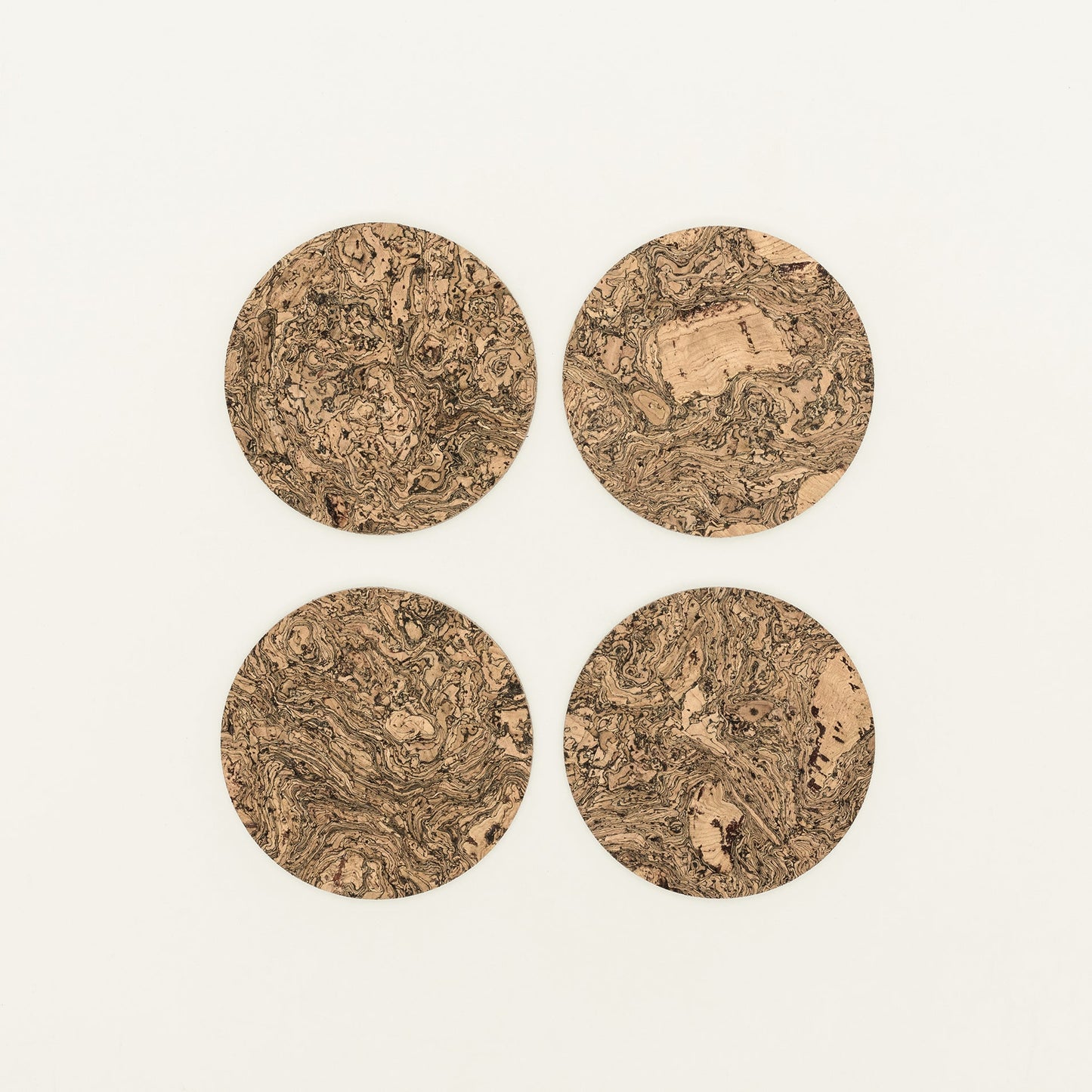 Twist Black Round Cork Coasters | Sets of 4, 6 or 8