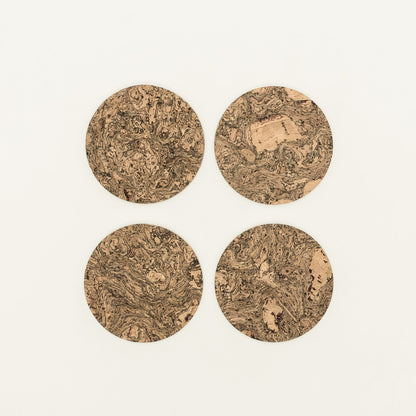 Twist Black Round Cork Coasters | Sets of 4, 6 or 8