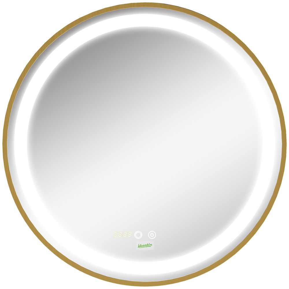 🪞 LED Bathroom Mirror ✨ Round Wall Mount with Lights & Time Display