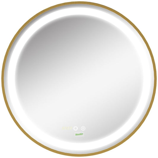 🪞 LED Bathroom Mirror ✨ Round Wall Mount with Lights & Time Display