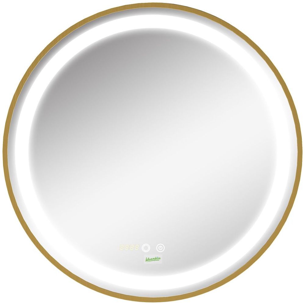 🪞 LED Bathroom Mirror ✨ Round Wall Mount with Lights & Time Display