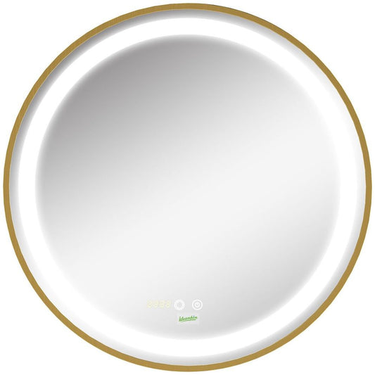 🪞 LED Bathroom Mirror ✨ Round Wall Mount with Lights & Time Display