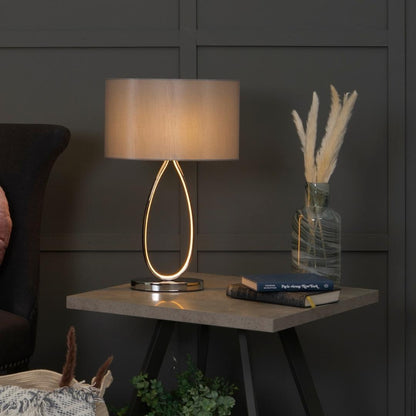 Pagazzi Zabina Teardrop LED Table Lamp Polished Chrome and Grey 53 cm