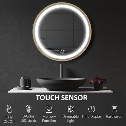 🪞 Kleankin Round LED Bathroom Mirror ✨ Illuminated Wall Mount Mirror