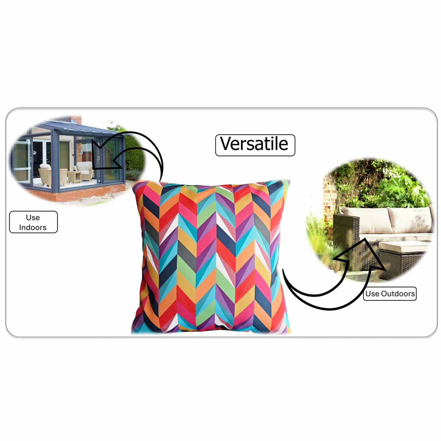 Waterproof Breathable California Multi Hollowfibre Filled Cushions 43x43cm for Outdoor Garden Bench Sofa or Indoor Use by OLIVIA ROCCO