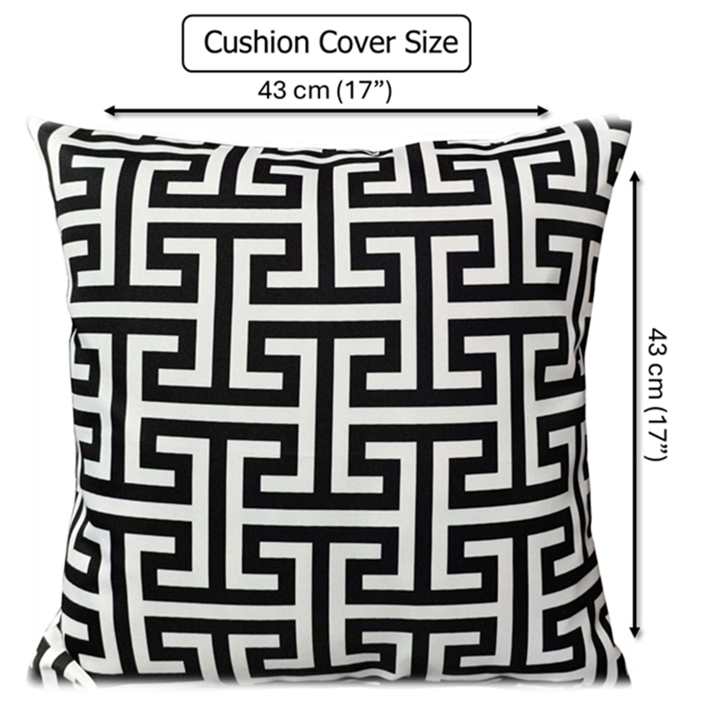 Waterproof Breathable Milano Black Hollowfibre Filled Cushions 43x43cm for Outdoor Garden Bench Sofa or Indoor Use by OLIVIA ROCCO