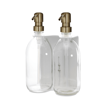 White Double Wall Mounted Soap Dispenser