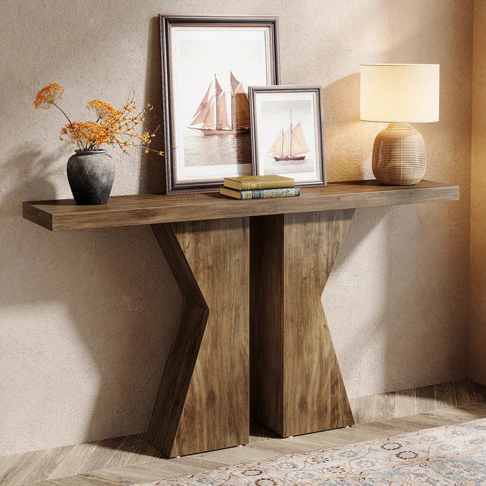 140cm Farmhouse Console Table with K-Shaped Frame | Entryway & Sofa Table