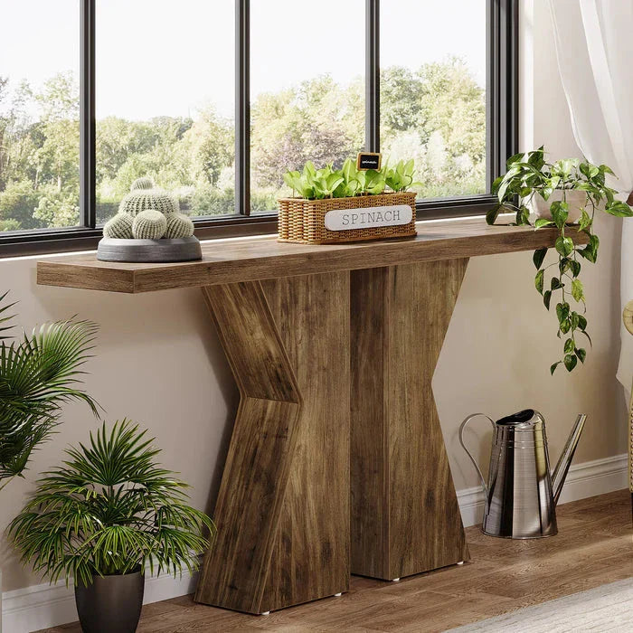 140cm Farmhouse Console Table with K-Shaped Frame | Entryway & Sofa Table