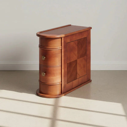 Narrow Storage End Table - Sofa Side & Bedside Table with 2 Easy-Glide Drawers