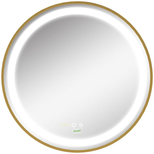 🪞 Kleankin Round LED Bathroom Mirror ✨ Illuminated Wall Mount Mirror