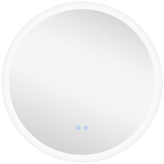 🪞 Kleankin Round LED Bathroom Mirror ✨ Illuminated Wall Mount with Bright Lighting