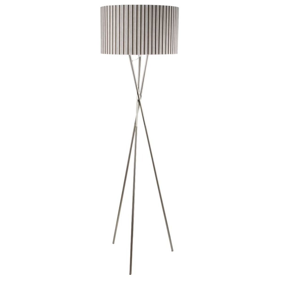 Pagazzi Sabella Tripod Floor Lamp Satin Nickel with Taupe Shade 150 cm