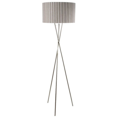Pagazzi Sabella Tripod Floor Lamp Satin Nickel with Taupe Shade 150 cm