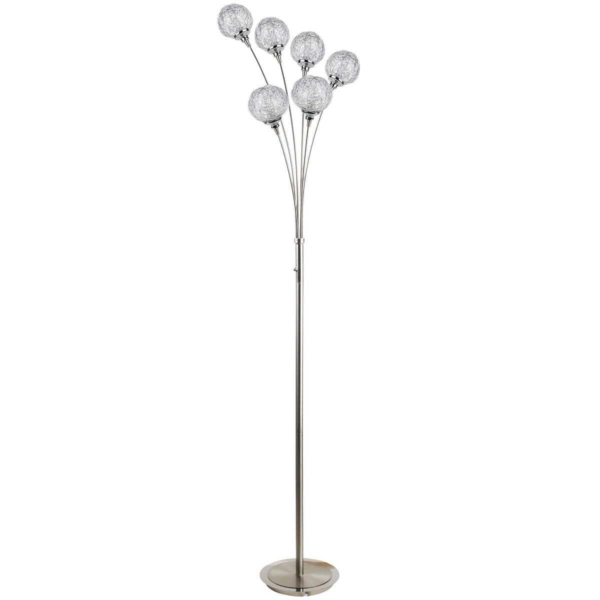 Pagazzi Orinoco 6 Light Floor Lamp Polished Chrome with Wire Shades 180 cm