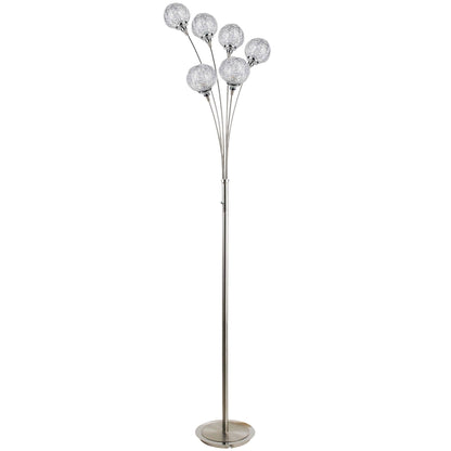 Pagazzi Orinoco 6 Light Floor Lamp Polished Chrome with Wire Shades 180 cm