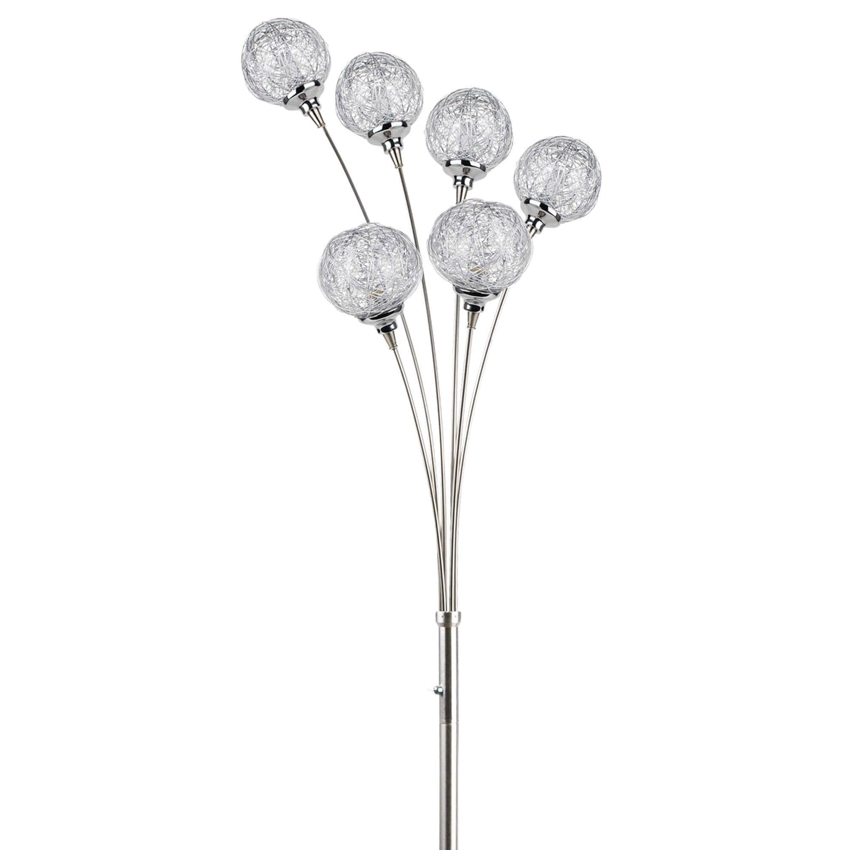 Pagazzi Orinoco 6 Light Floor Lamp Polished Chrome with Wire Shades 180 cm