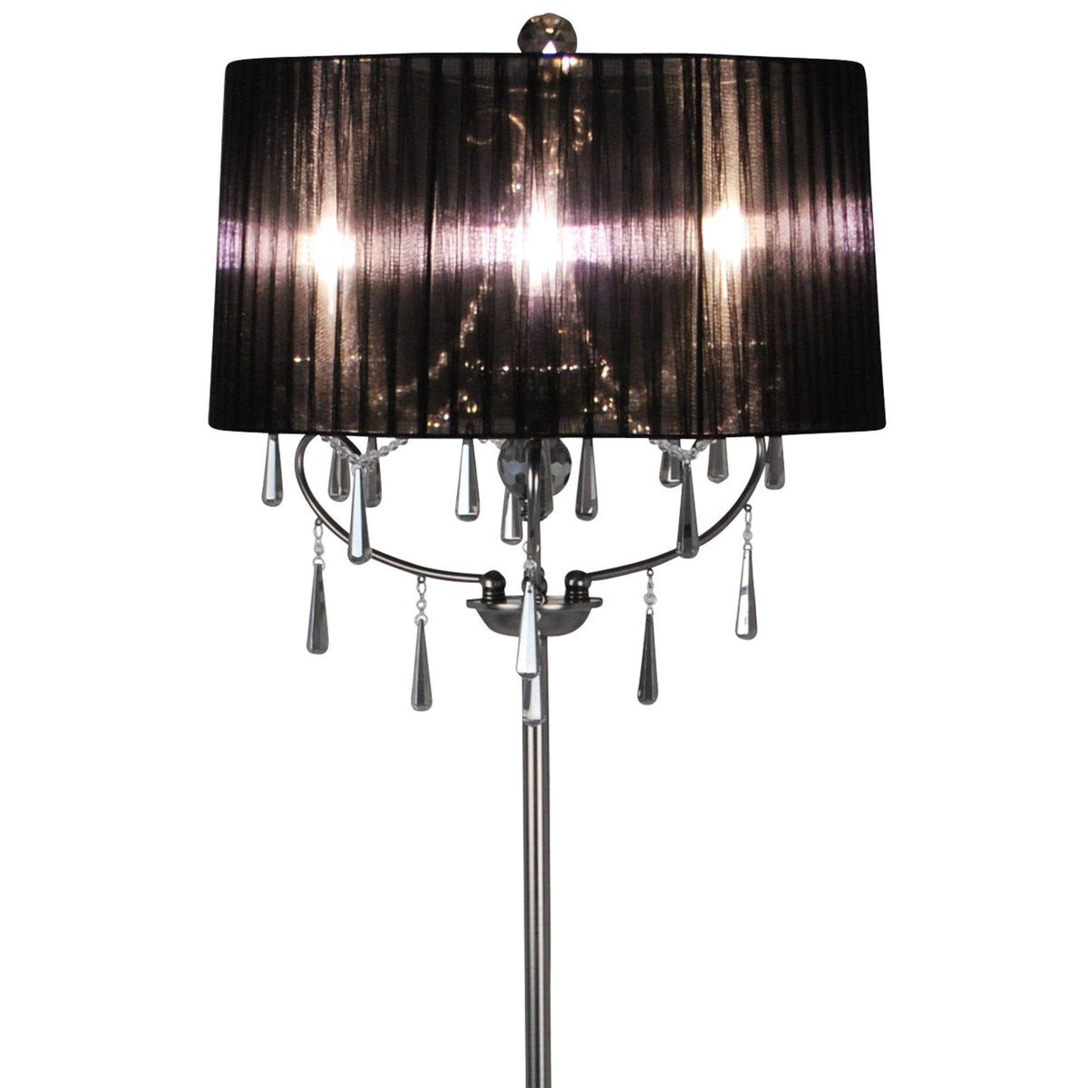 Pagazzi Volta Crystal Floor Lamp with Black Voile Shade 163 cm