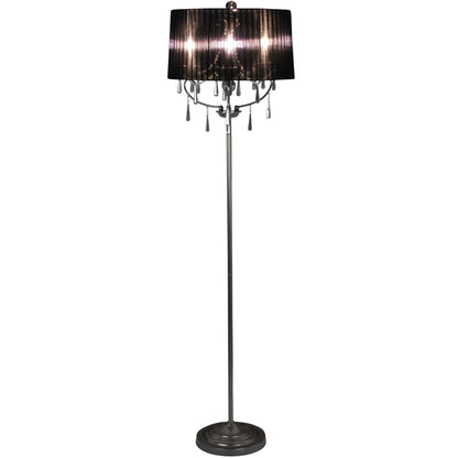 Pagazzi Volta Crystal Floor Lamp with Black Voile Shade 163 cm