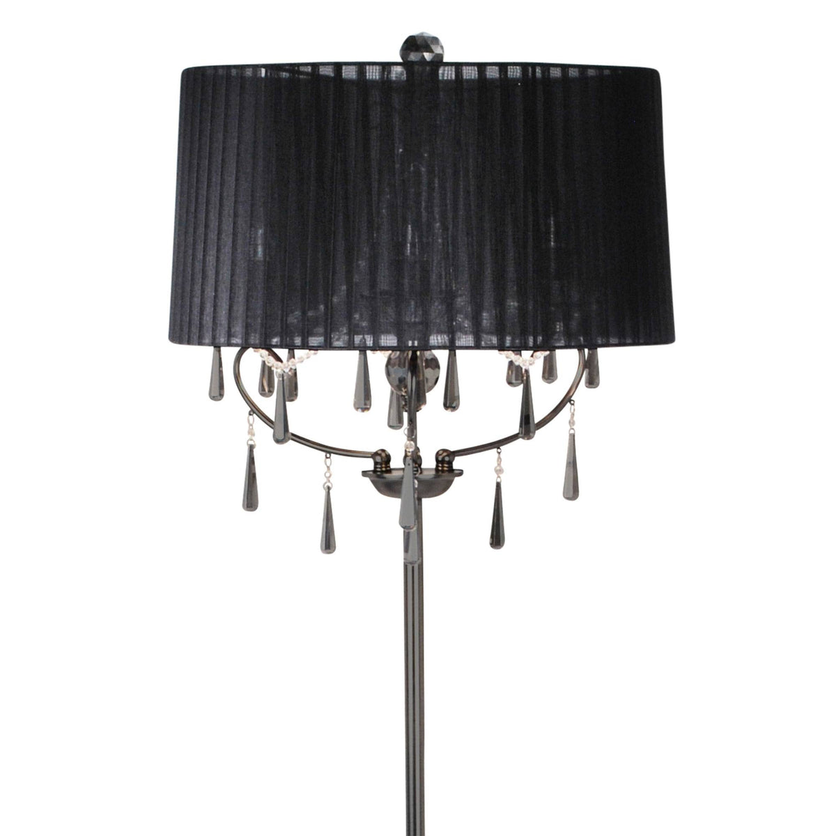 Pagazzi Volta Crystal Floor Lamp with Black Voile Shade 163 cm