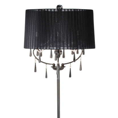 Pagazzi Volta Crystal Floor Lamp with Black Voile Shade 163 cm