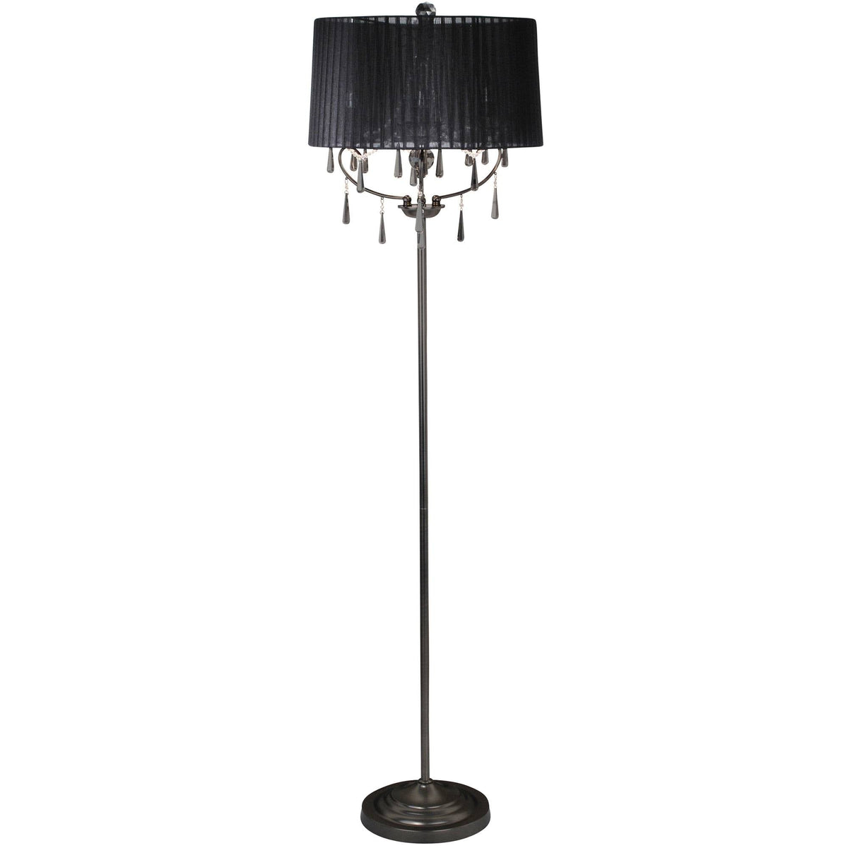Pagazzi Volta Crystal Floor Lamp with Black Voile Shade 163 cm