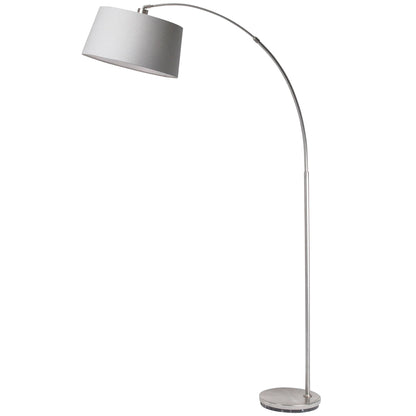 Pagazzi Jive Arc Floor Lamp Satin Chrome with Grey Shade 176 cm