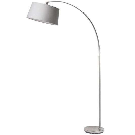 Pagazzi Jive Arc Floor Lamp Satin Chrome with Grey Shade 176 cm