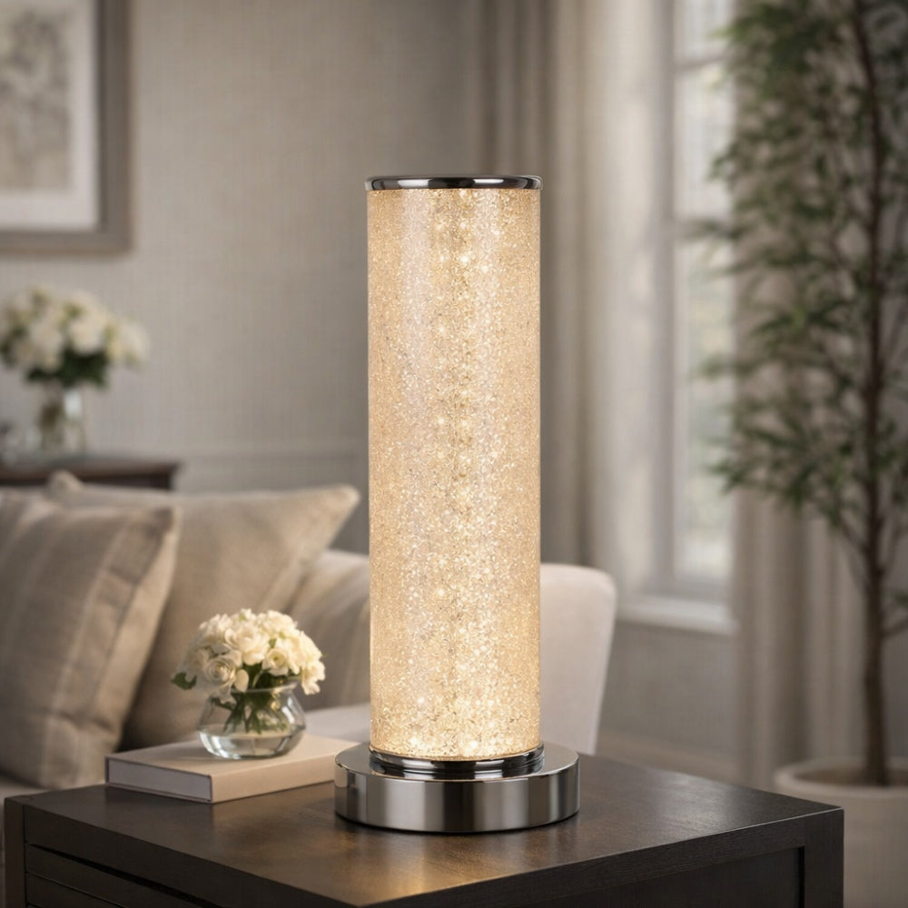 Pagazzi Daria Bubble Tube LED Table Lamp Polished Chrome 30.5 cm