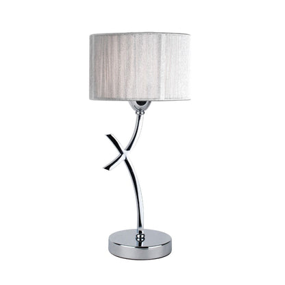 Pagazzi Justina Table Lamp Polished Chrome with Silver Thread Shade 43 cm