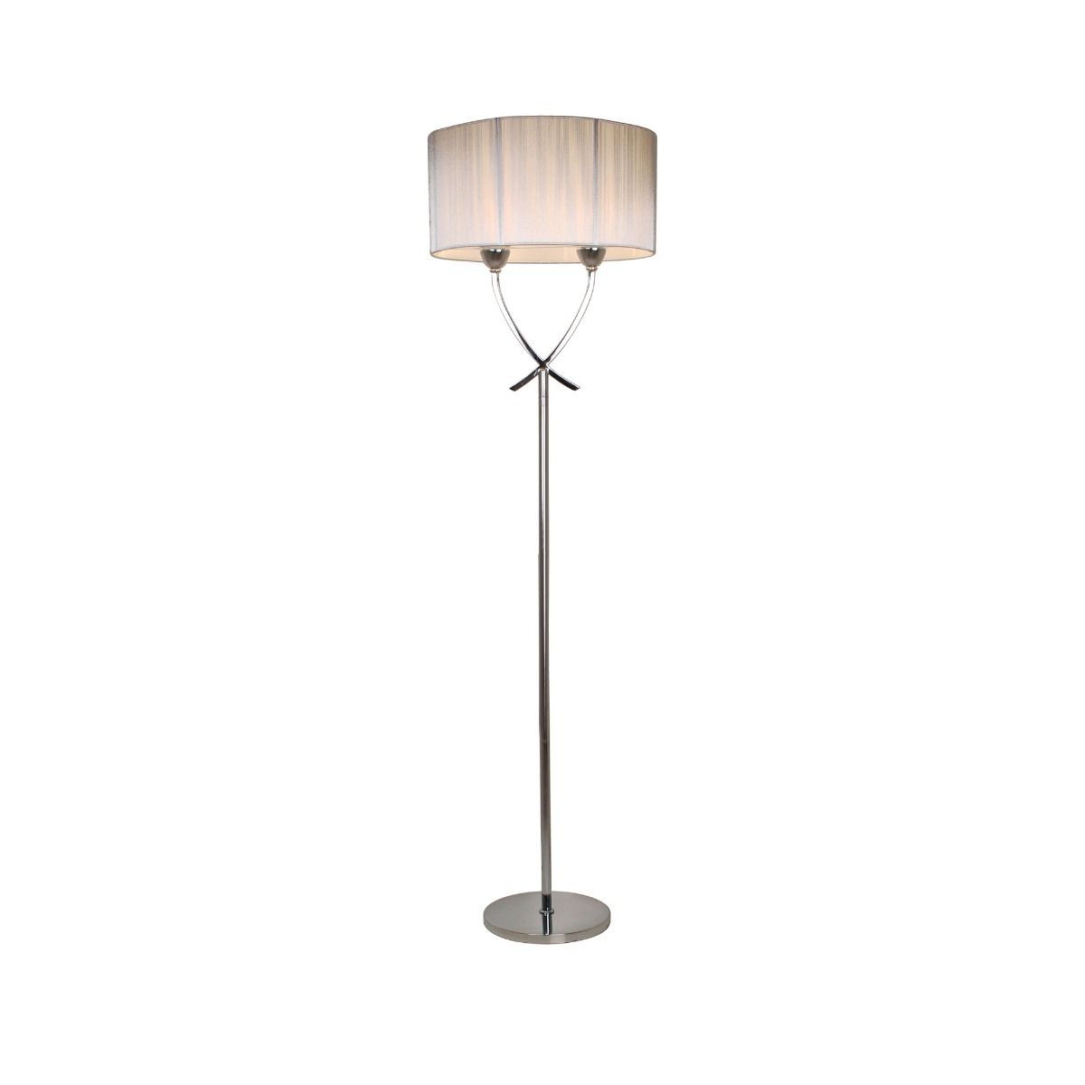 Pagazzi Justina 2 Light Floor Lamp Chrome with Silver Thread Shade 152 cm