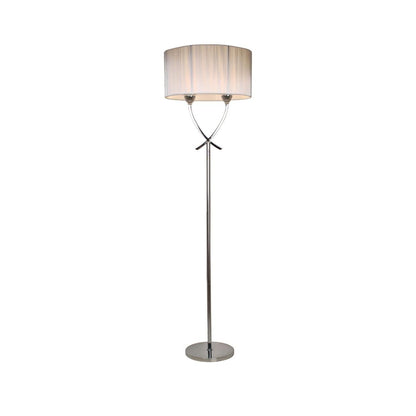 Pagazzi Justina 2 Light Floor Lamp Chrome with Silver Thread Shade 152 cm