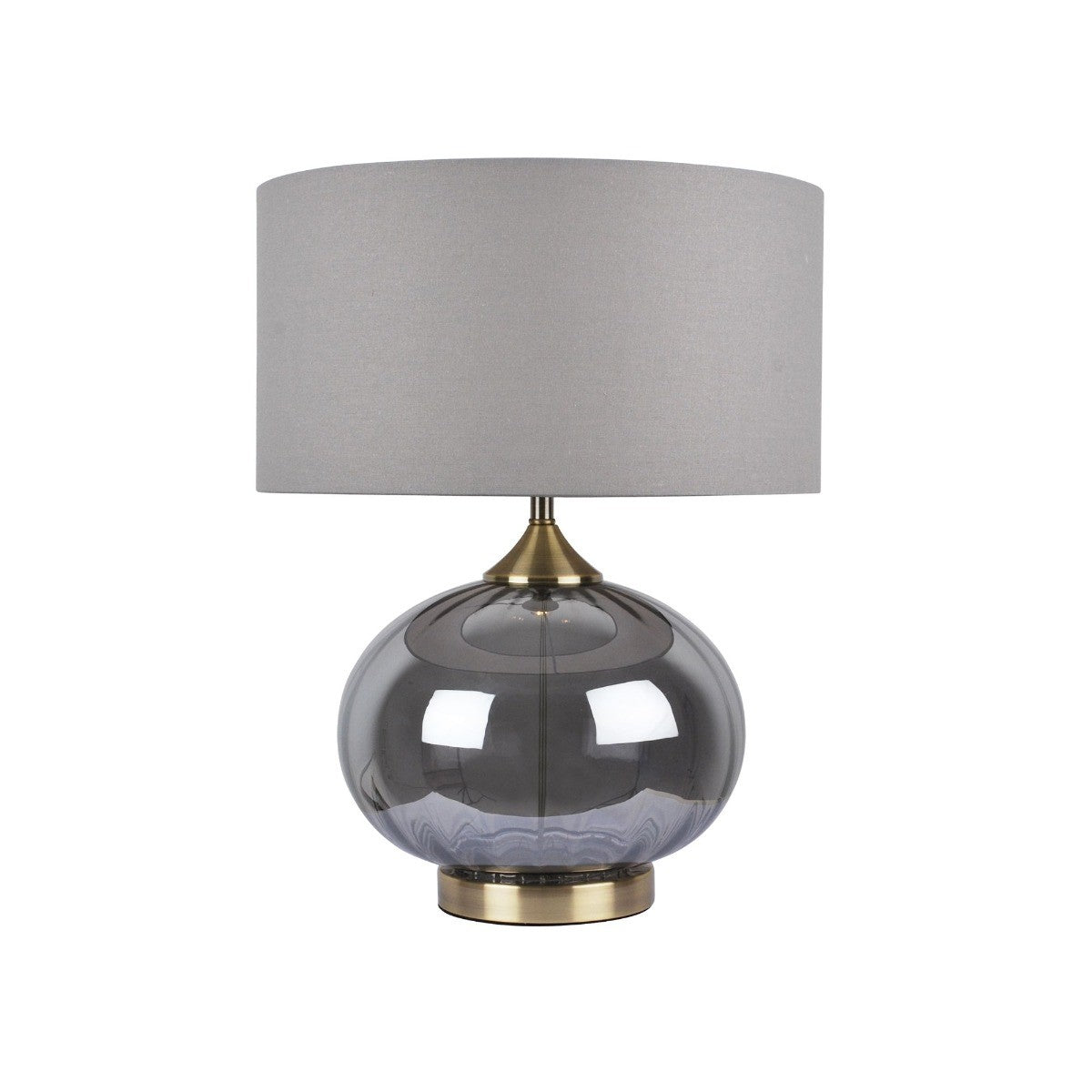 Pagazzi Acilia Fluted Smoked Glass Table Lamp Antique Brass 48 cm