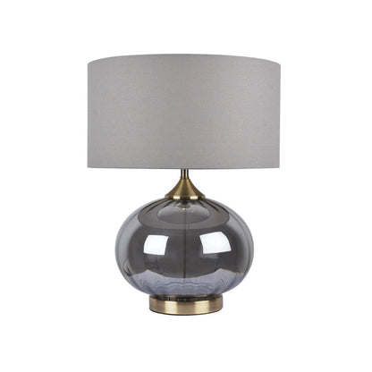 Pagazzi Acilia Fluted Smoked Glass Table Lamp Antique Brass 48 cm