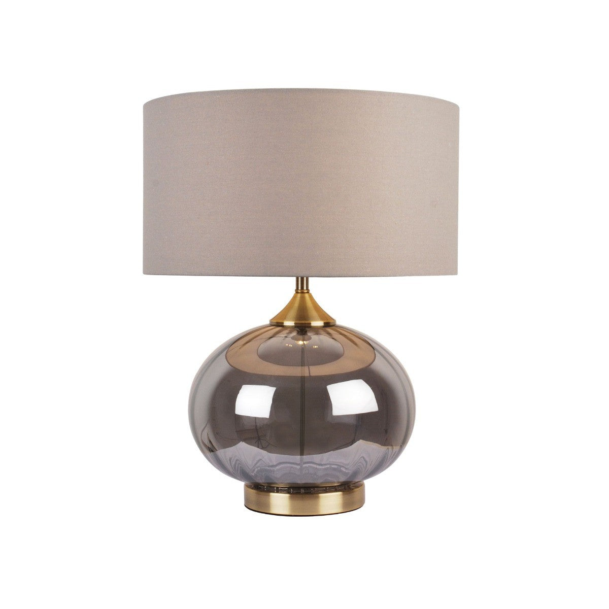 Pagazzi Acilia Fluted Smoked Glass Table Lamp Antique Brass 48 cm