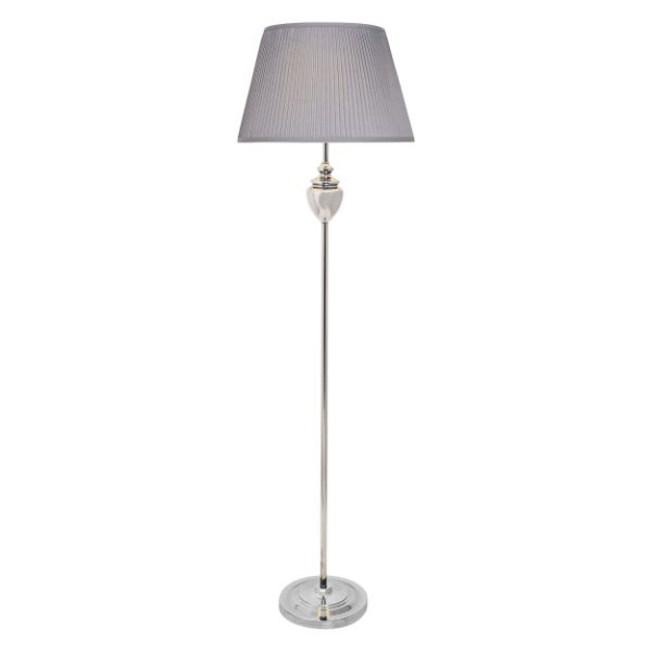 Pagazzi Giona Floor Lamp Polished Chrome with Grey Shade 160 cm
