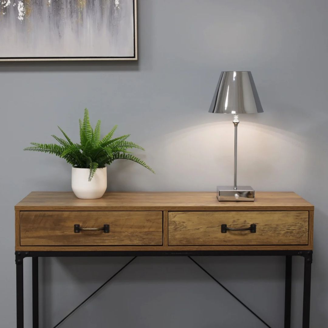 Pagazzi Lustre Rechargeable LED Table Lamp Polished Chrome 45 cm