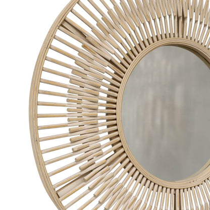 Pagazzi Koppla Whitewashed Bamboo Round Mirror 71 cm