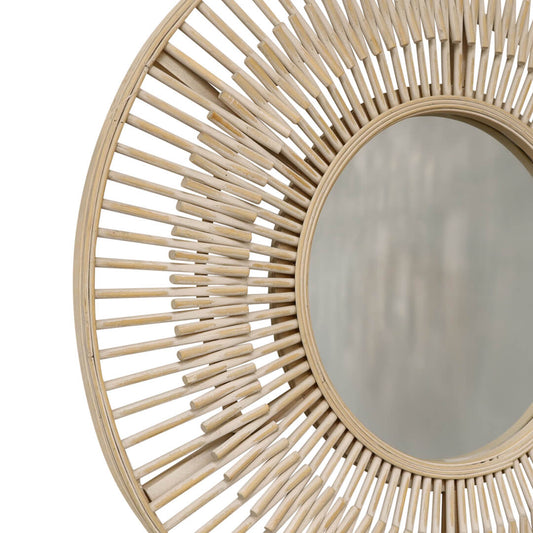 Pagazzi Koppla Whitewashed Bamboo Round Mirror 71 cm