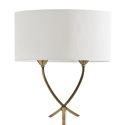 Pagazzi Justina Twin Light Floor Lamp Antique Brass with Ivory Pleated Shade 152 cm