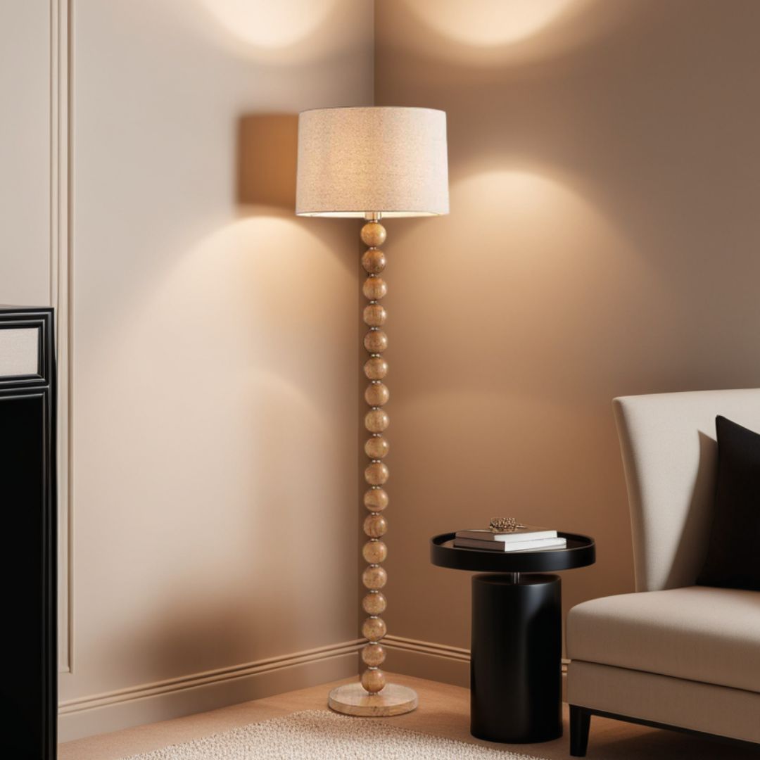 Pagazzi Kayleigh Stacked Ball Wooden Floor Lamp Natural 150.5 cm