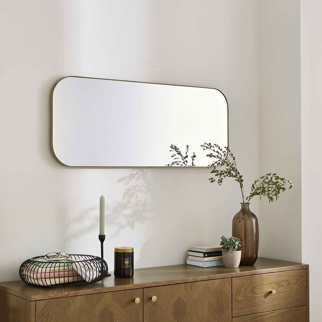 Pagazzi Ruden Champagne Rectangular Wall Mirror 100 x 40 cm