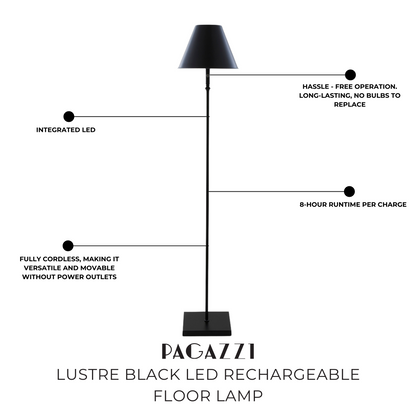 Pagazzi Lustre Rechargeable LED Floor Lamp Black 155 cm