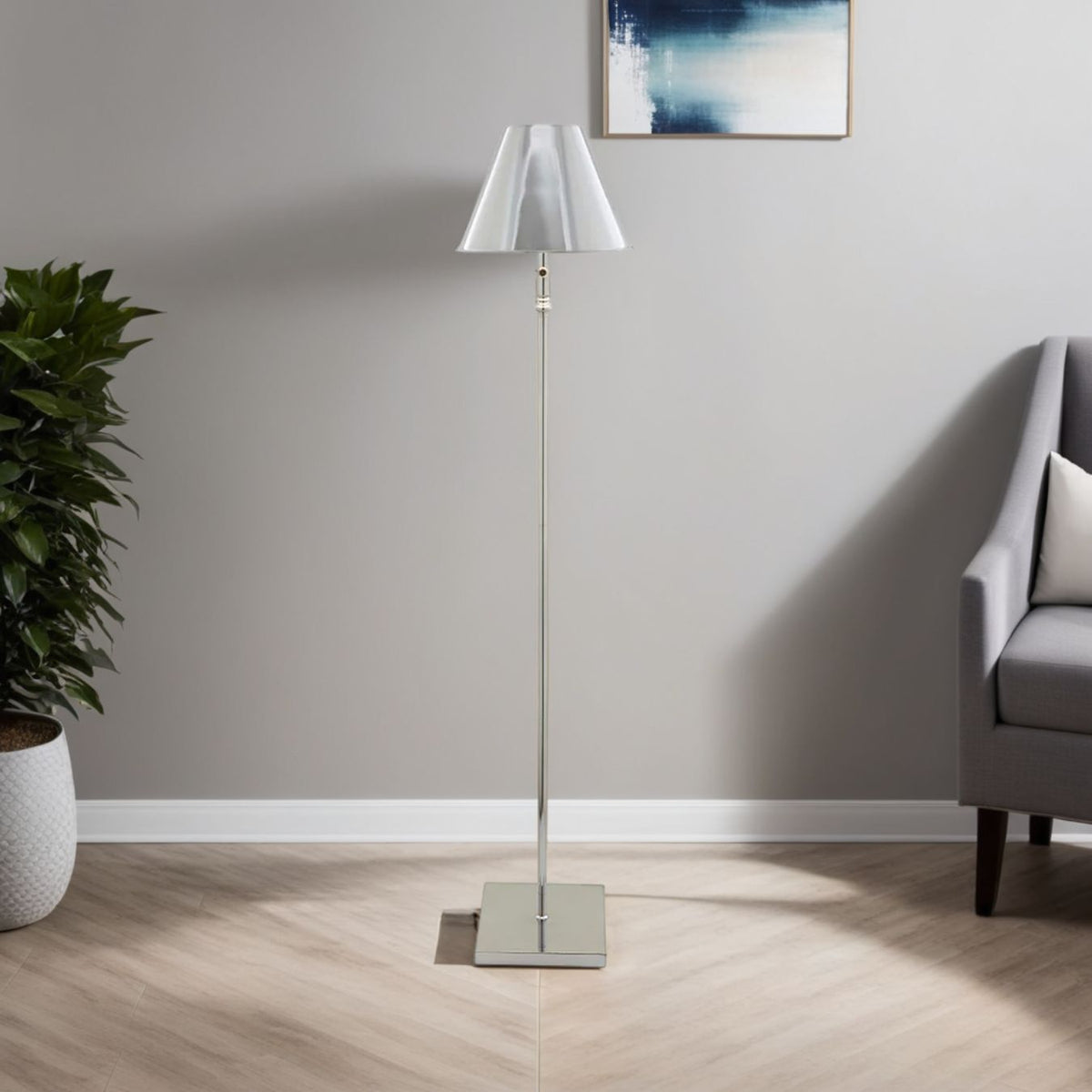 Pagazzi Lustre Rechargeable LED Floor Lamp Polished Chrome 155 cm