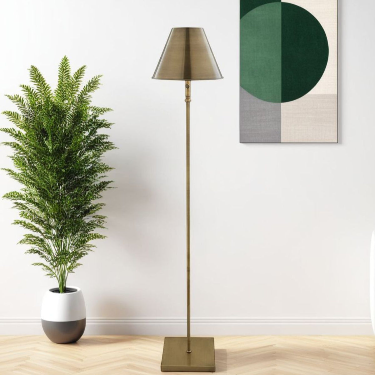 Pagazzi Lustre Rechargeable LED Floor Lamp Antique Brass 155 cm