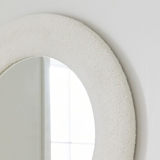 Pagazzi Bouclé Cream Round Wall Mirror 80 cm