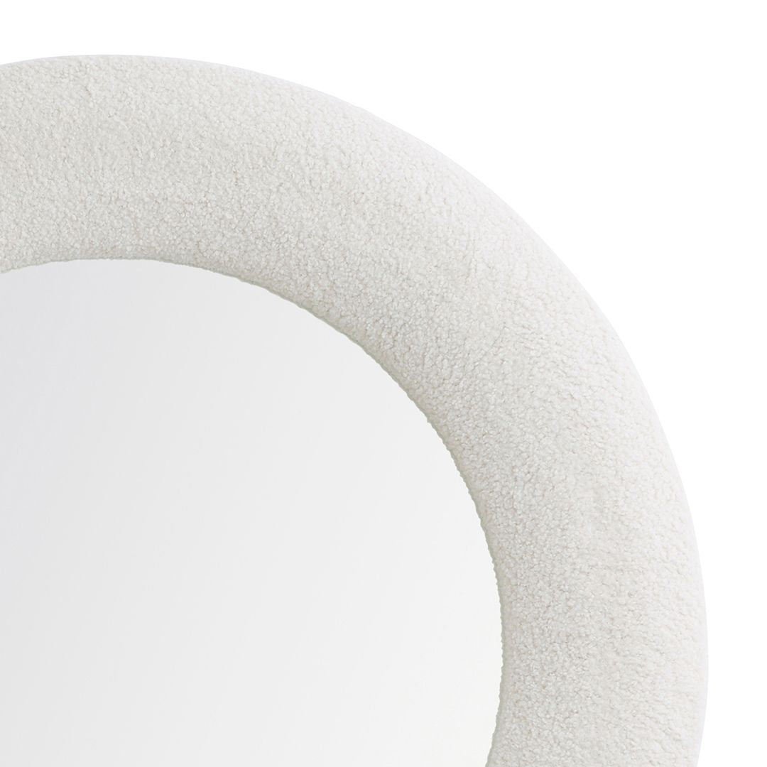 Pagazzi Bouclé Cream Round Wall Mirror 80 cm