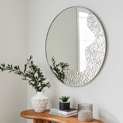 Pagazzi Ripple Silver Round Wall Mirror 91.5 cm