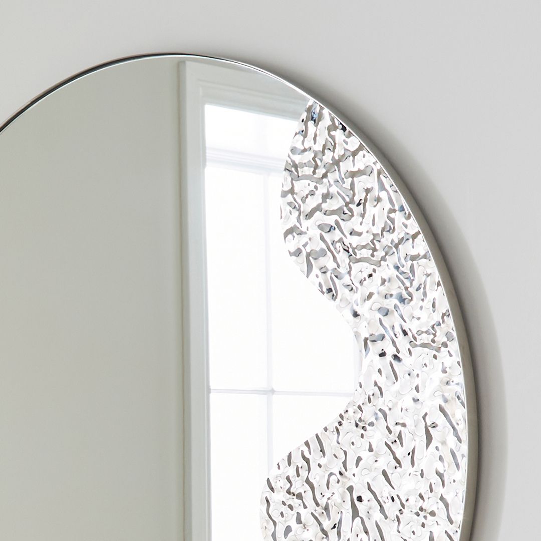 Pagazzi Ripple Silver Round Wall Mirror 91.5 cm
